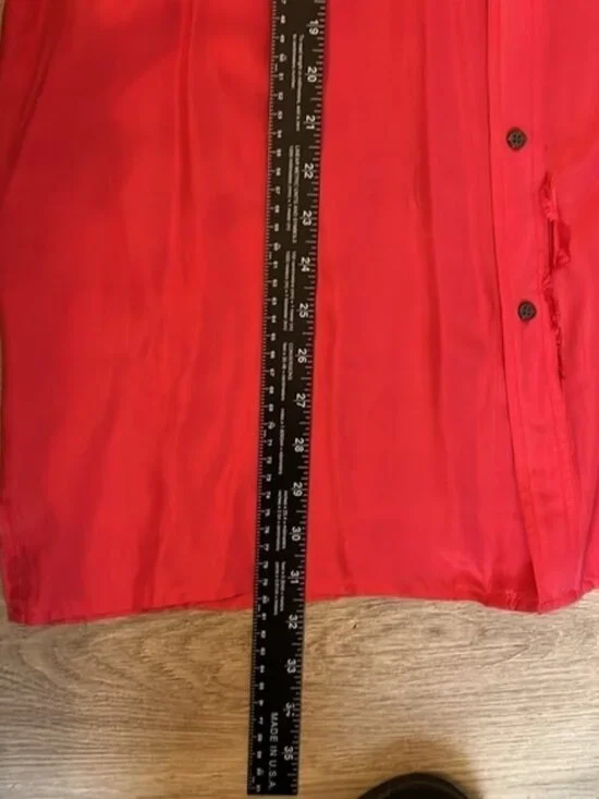 Robert Stock Vintage Silk Button Front Red Professional Long Sleeve Shirt Large - Picture 11 of 14